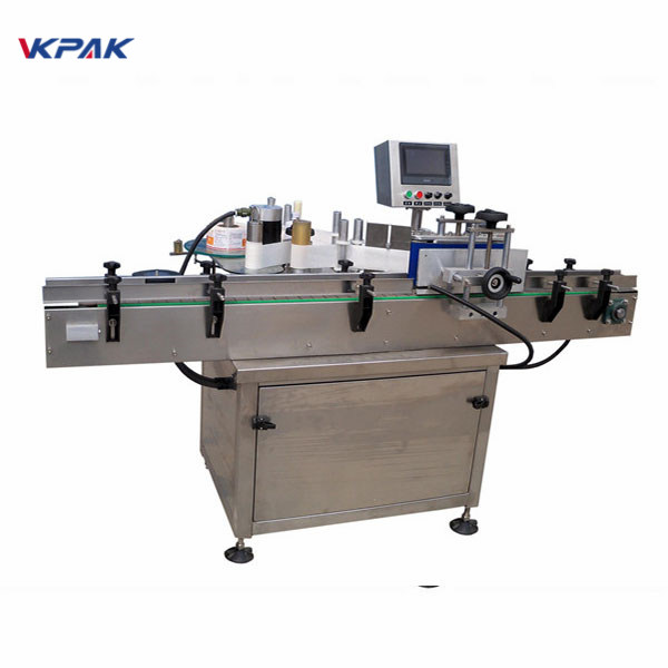 SUS304 सर्वो मोटर स्वचालित दौर बोतल लेबलिंग मशीन PLC नियंत्रण